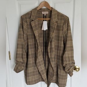 NWT Philosophy Woman Republic Clothing Multi Plaid Blazer Size 1X
